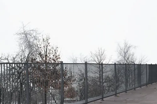Black ornamental aluminum fence run installed by Fence Out LLC